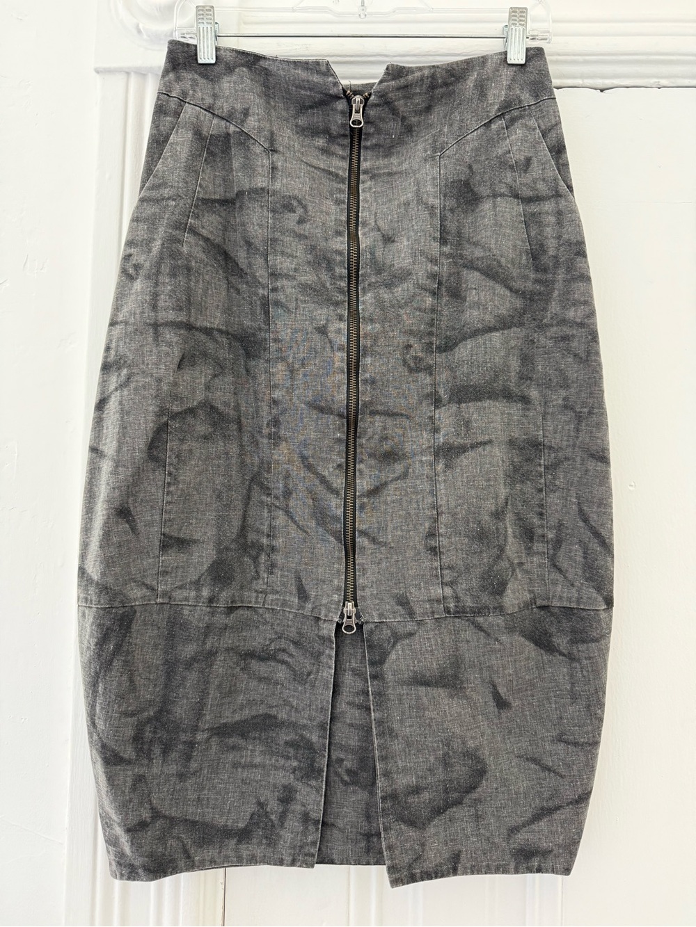 Maya Negri Gray Front-Zip Pencil Skirt - Picture 1 of 9